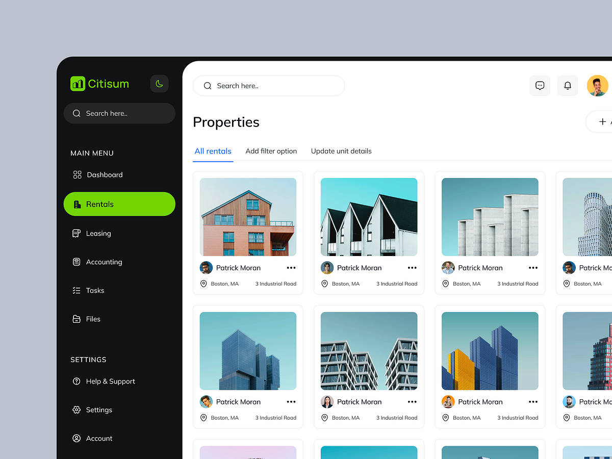 Citisum - Real Estate Dashboard Design