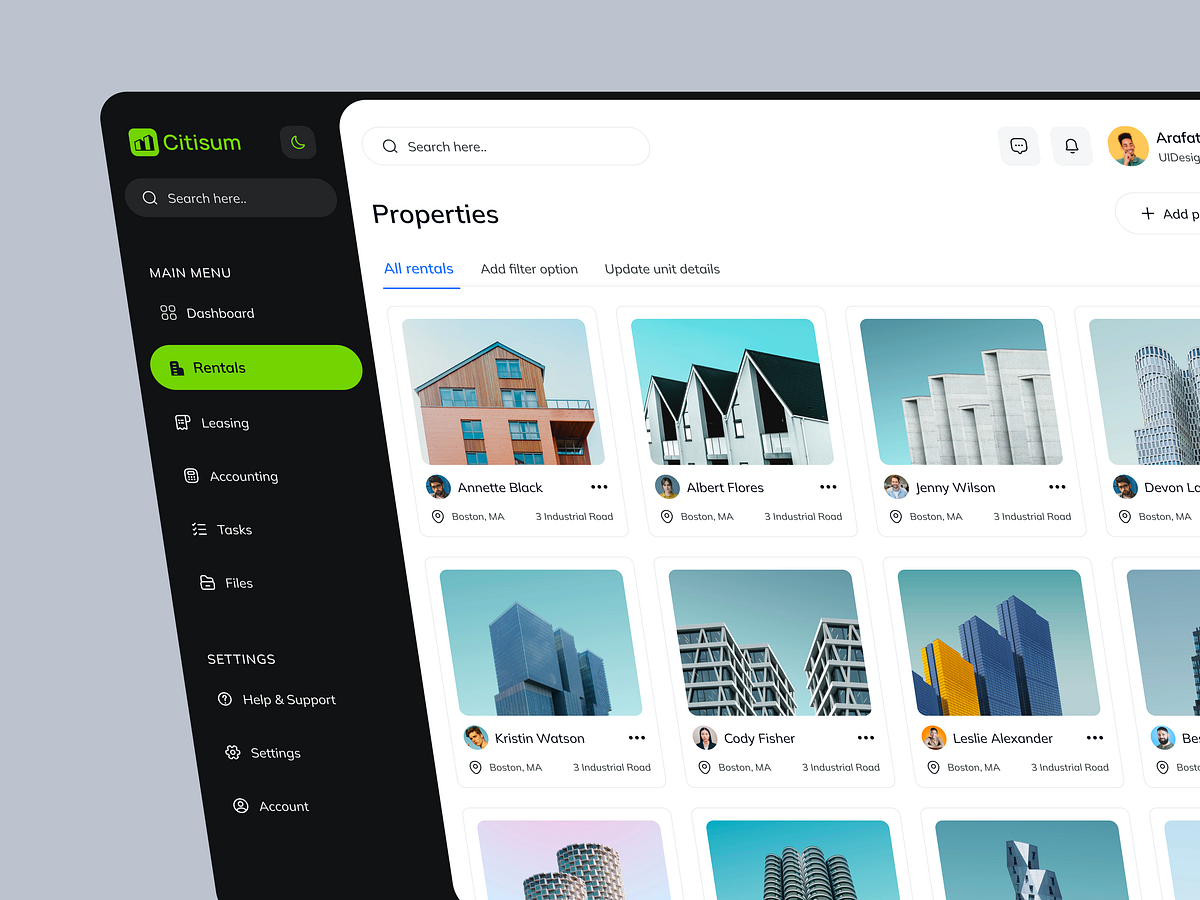 Citisum - Real Estate Dashboard Design Image 1