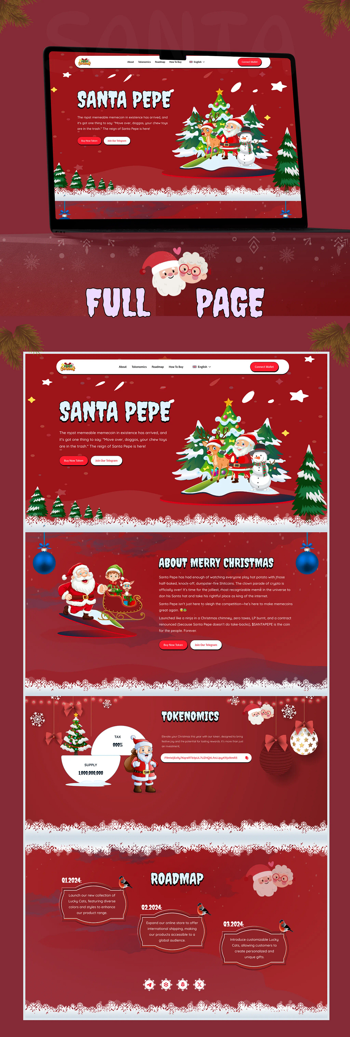 Santa Pepe – A Festive Meme Coin Website Design for the Holidays Image 3
