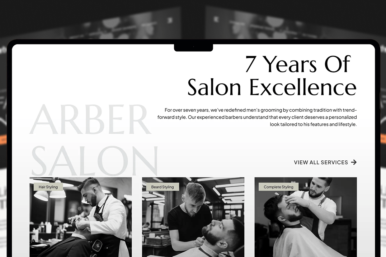 Arber Shop – Men’s Salon Website UI/UX Design Image 1