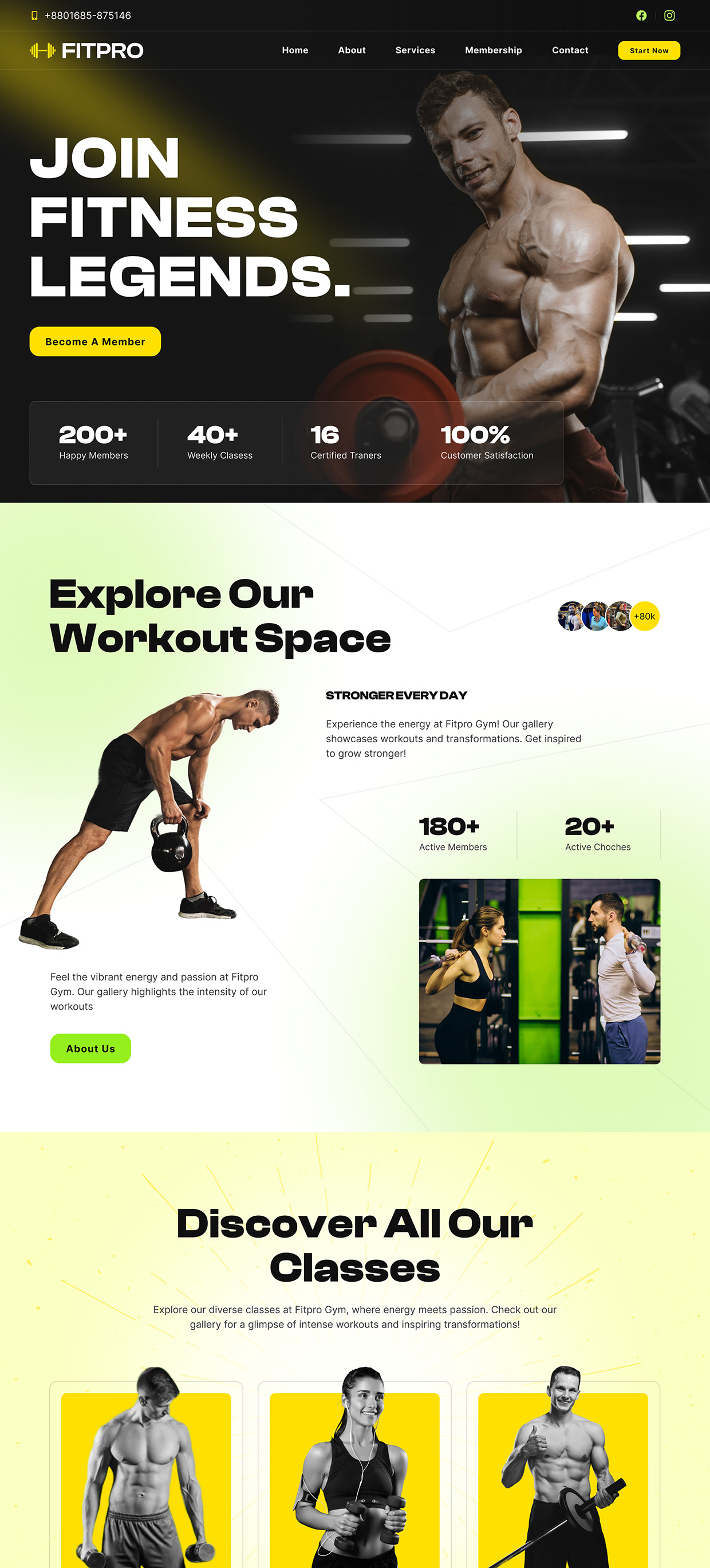 FitPro — Modern Gym Website UI/UX Design Image 0
