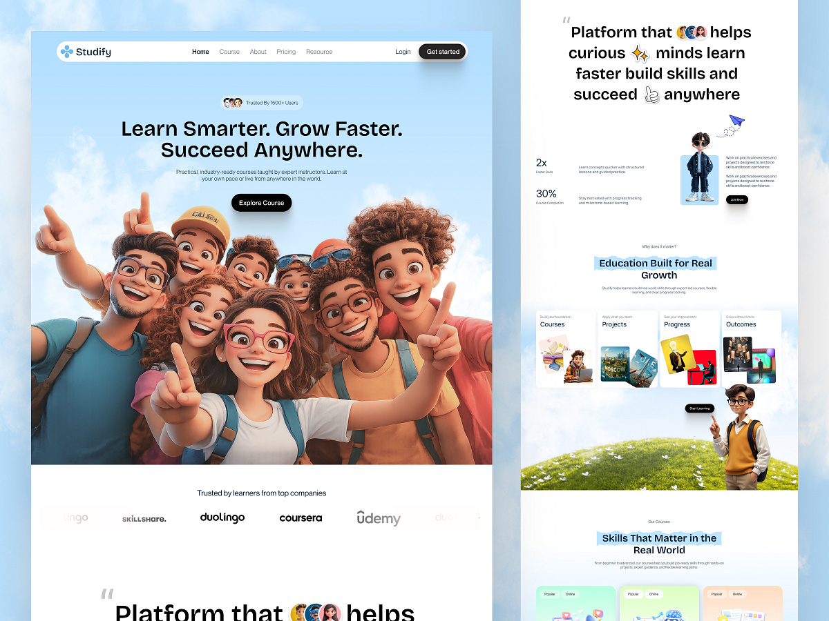 Education Website UI | Studify Learning Platform for Real Growth