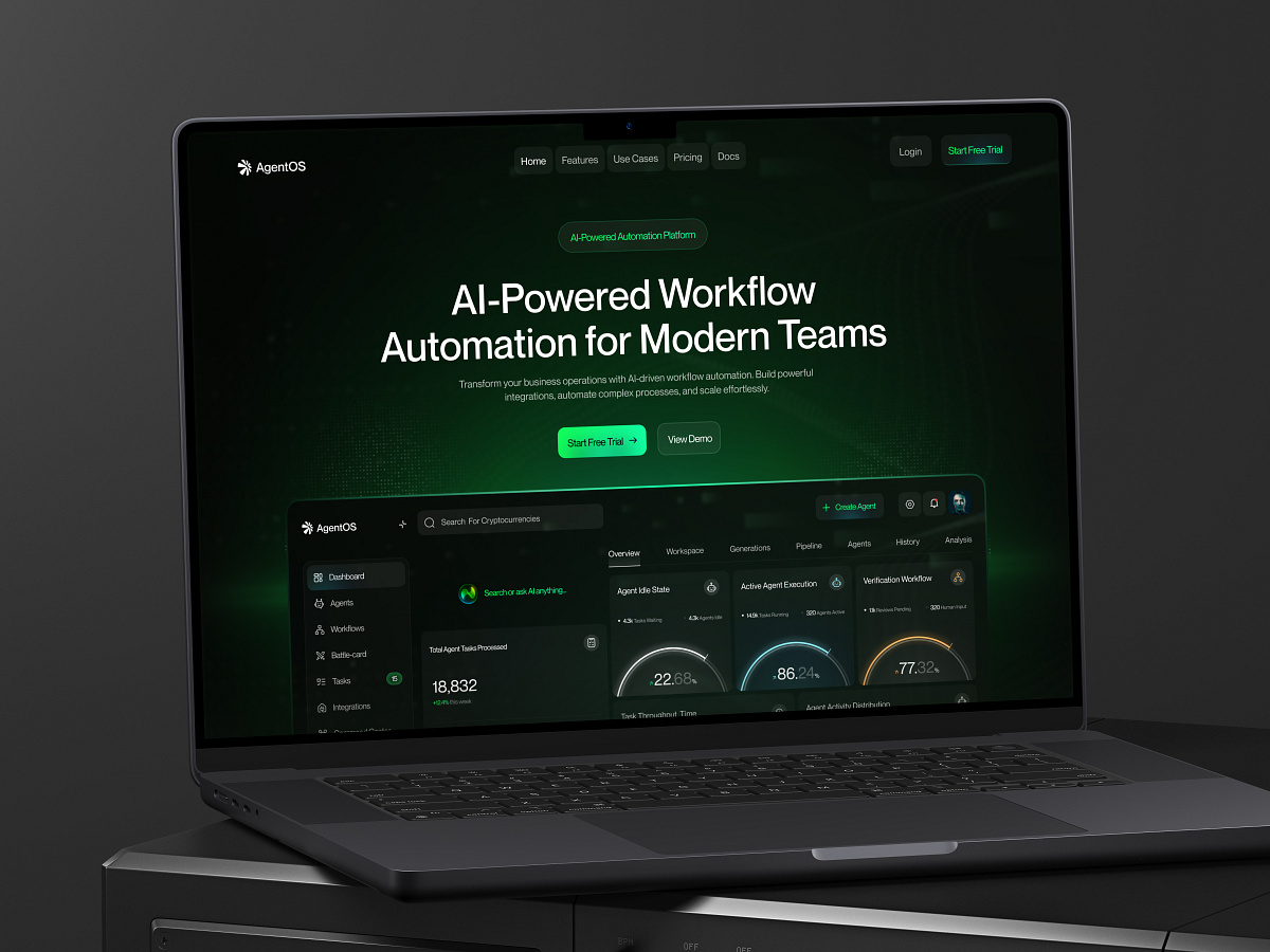 AI Workflow Automation Landing Page | SaaS Website UI Design Image 0