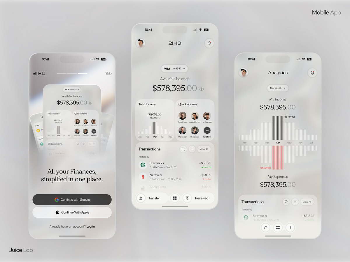 Finance Mobile App UI | Smart Banking & Expense Analytics