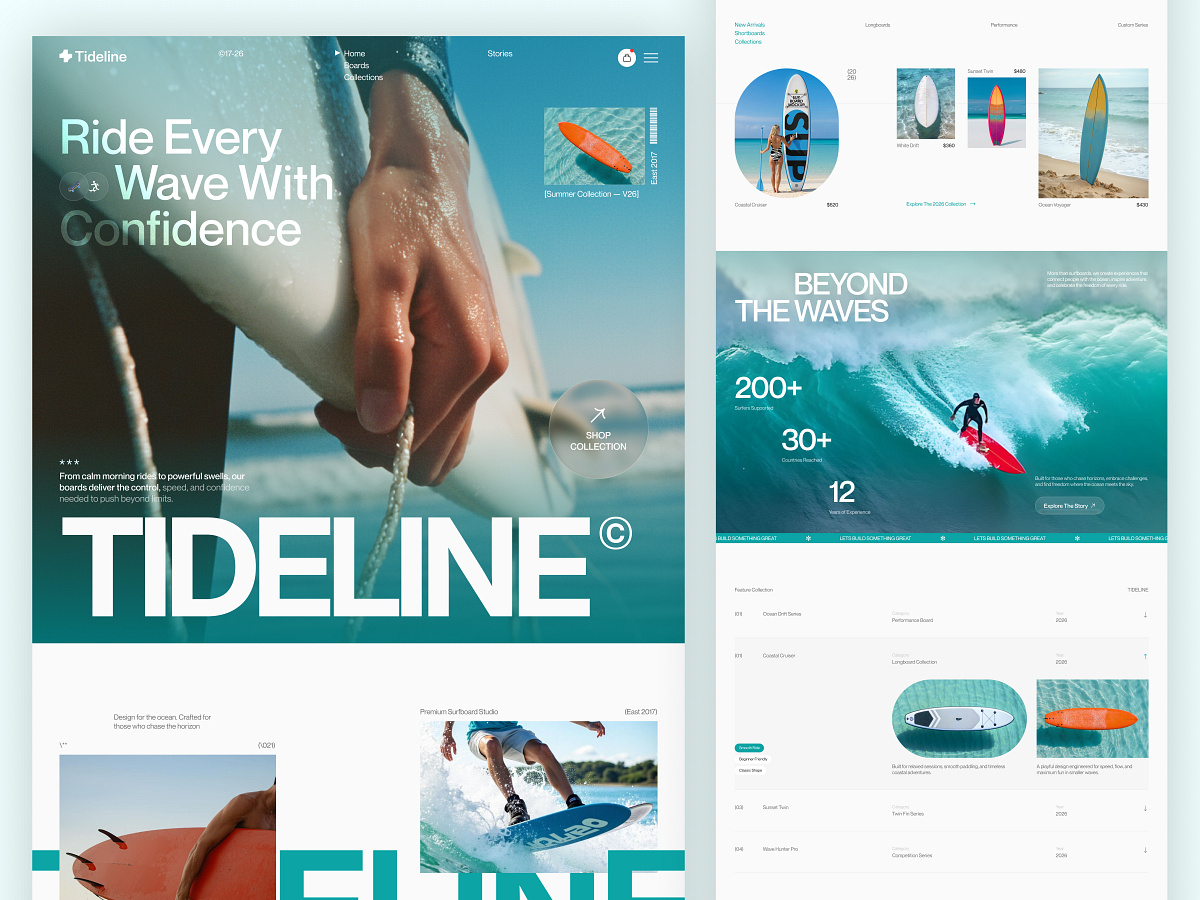Tideline | Premium Surfboard Brand Landing Page