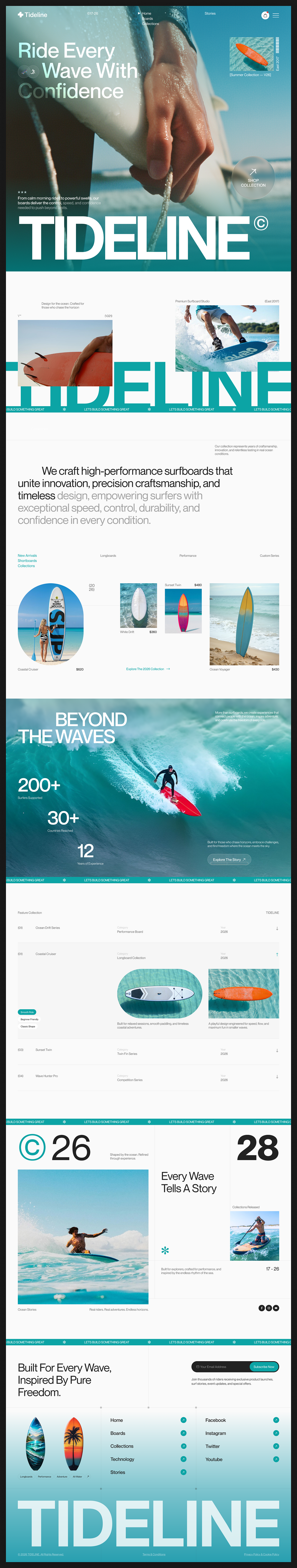 Tideline | Premium Surfboard Brand Landing Page Image 1