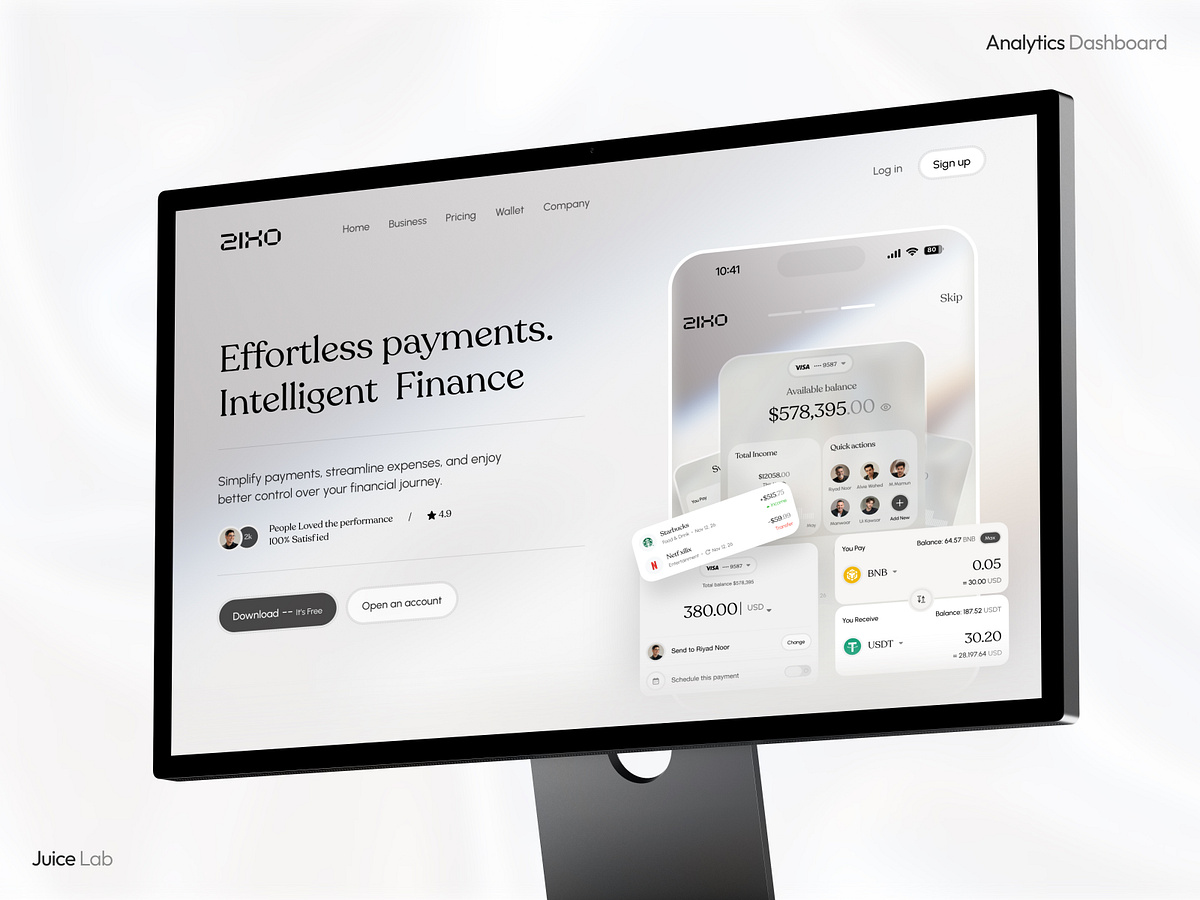ZIKO Finance Website UI UX | Modern Fintech Landing Page Image 1