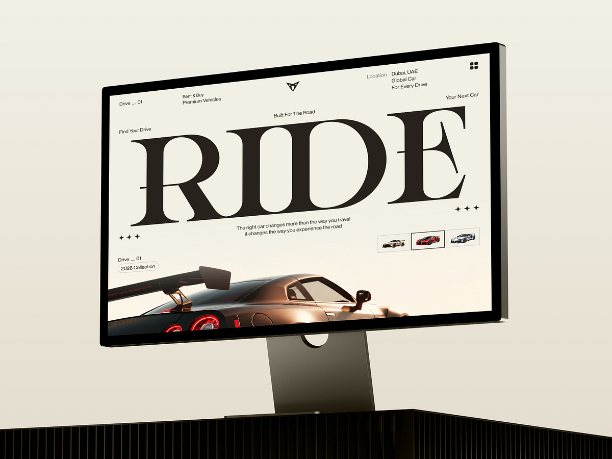 RIDE Premium Luxury Car Rental Website Image 1