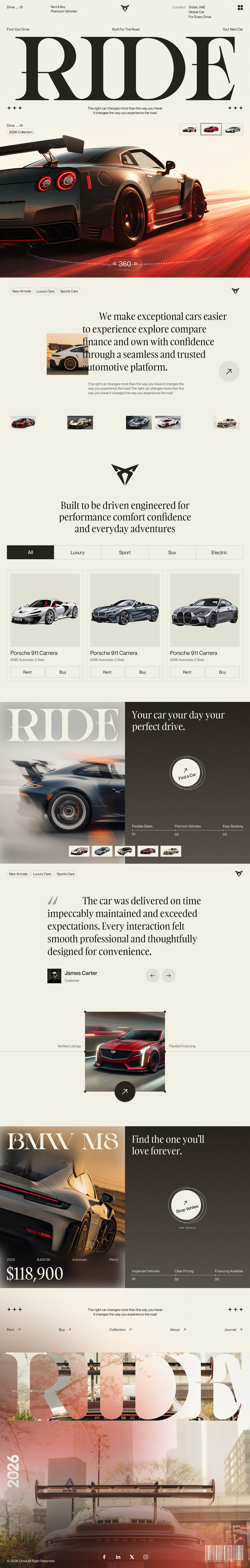 RIDE Premium Luxury Car Rental Website Image 2
