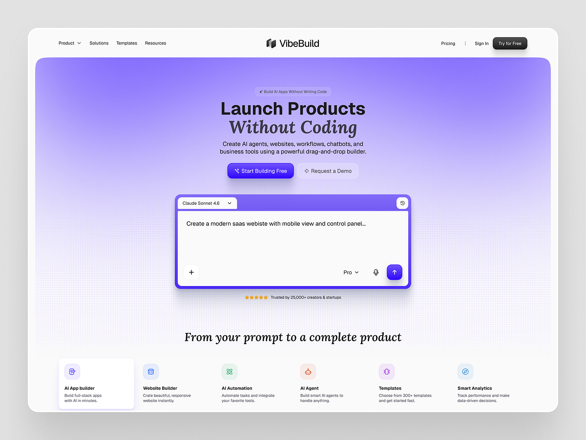 AI No-Code Platform Landing page Image 0