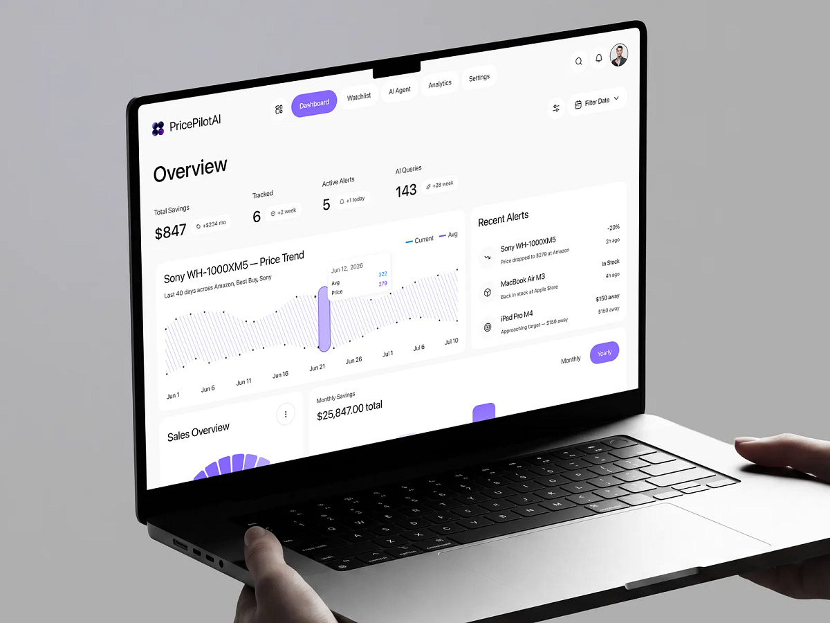 AI Price Tracking & Savings Analytics Dashboard Image 1
