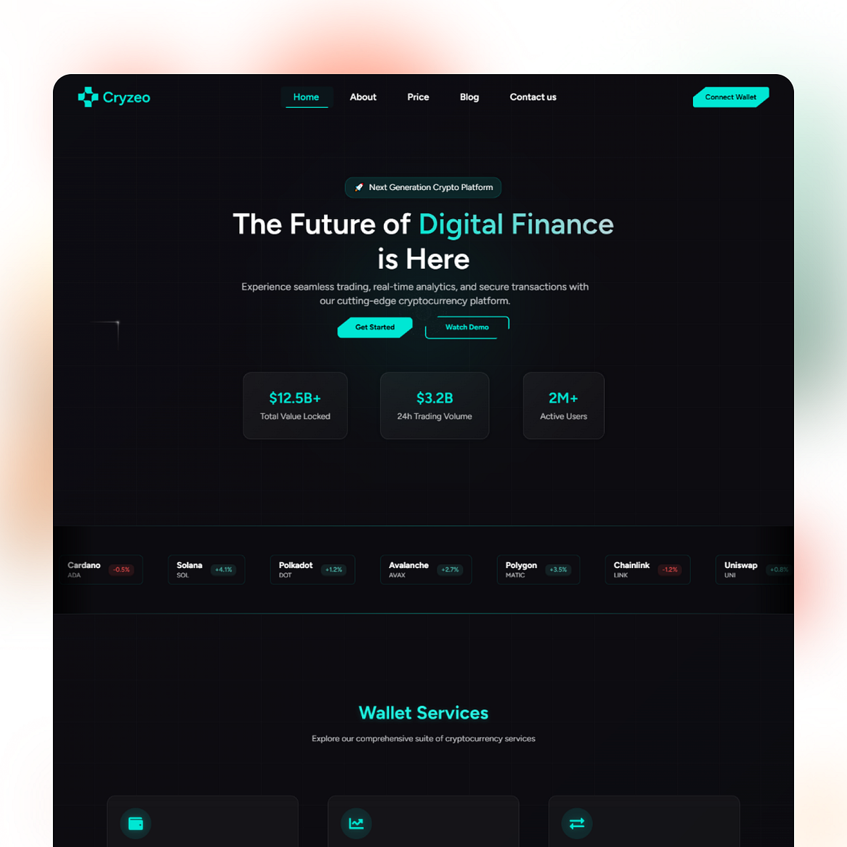 Cryzeo β Crypto React Landing Page Image 0