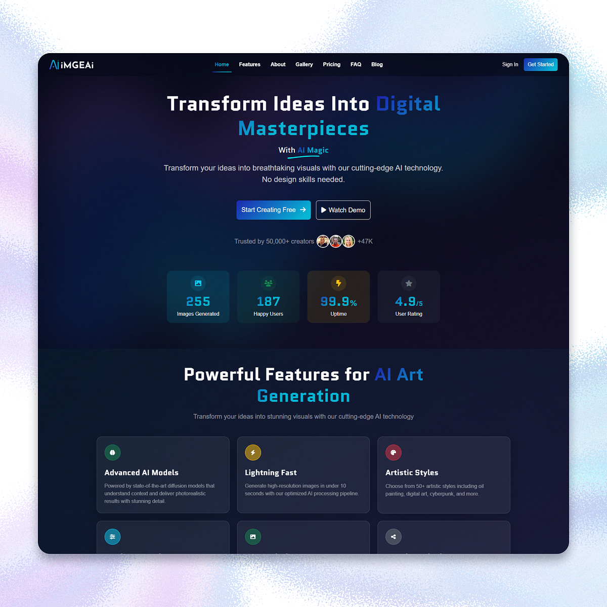 ImgeAI – AI Image Generator Template