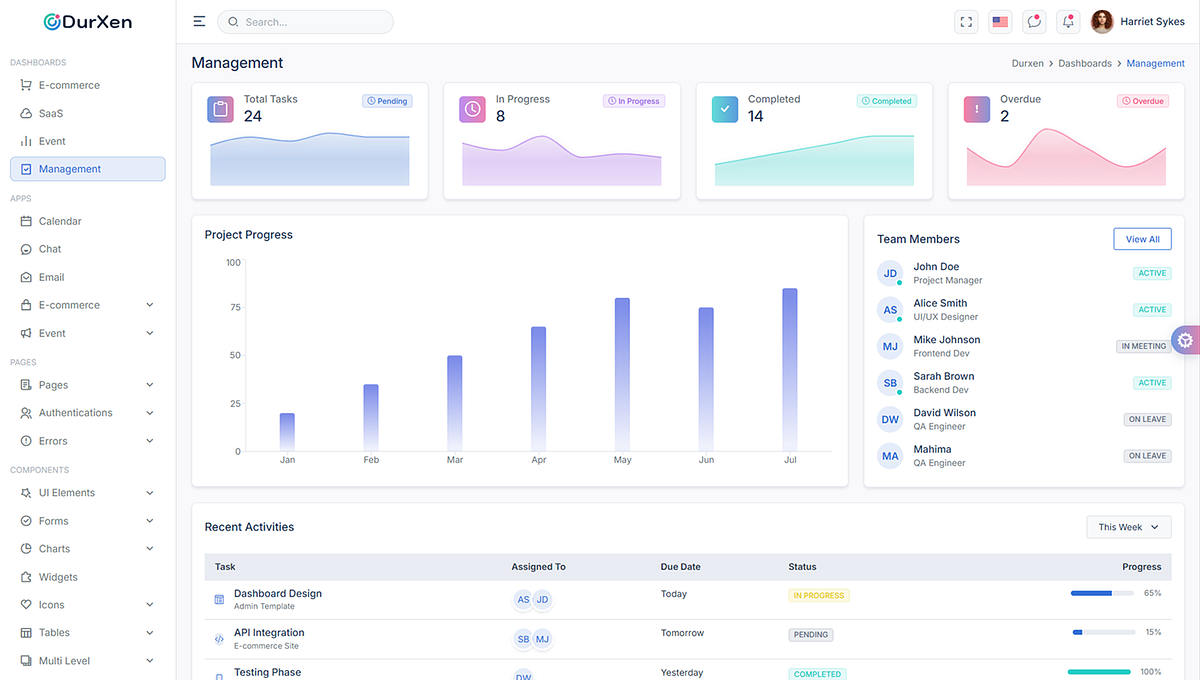 Durxen – Modern React Admin Dashboard Template Image 3