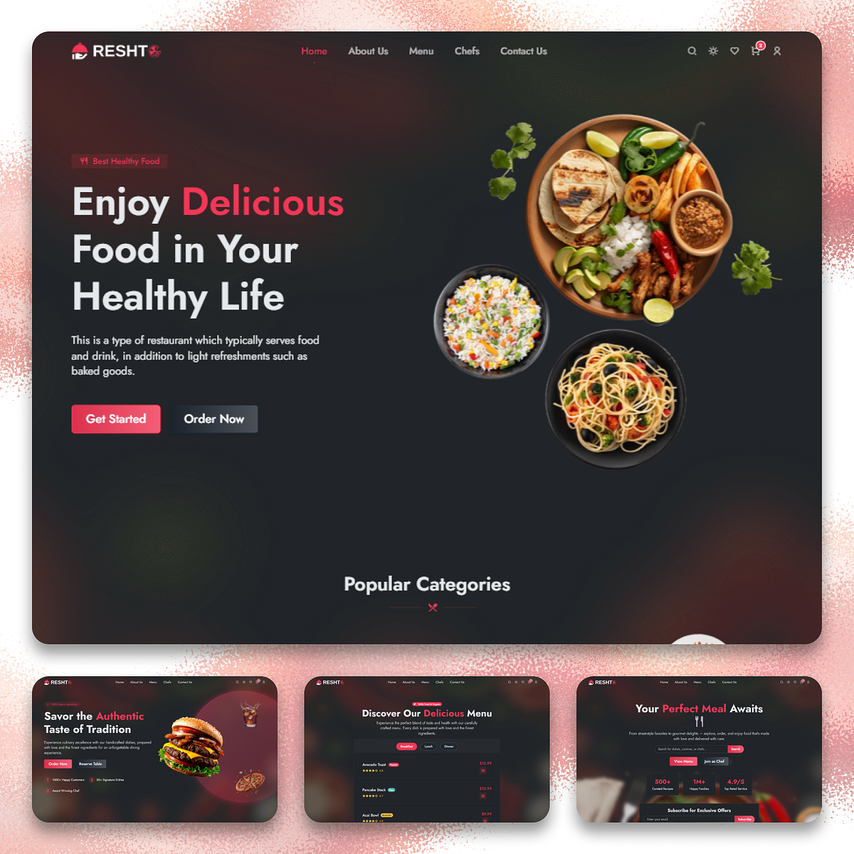 Reshto – Modern Restaurant React Template (Light & Dark Mode)