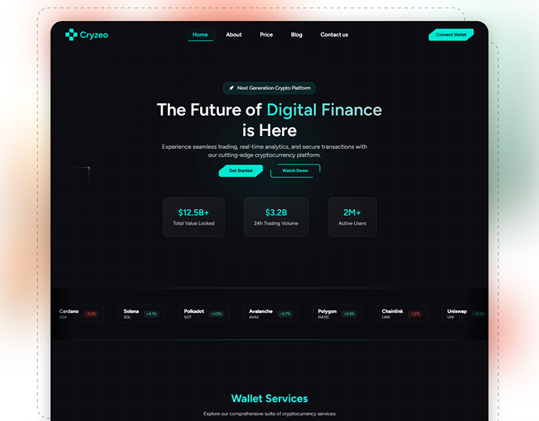 Cryzeo – Crypto React Landing Page by Mantraksh Devs | Layers