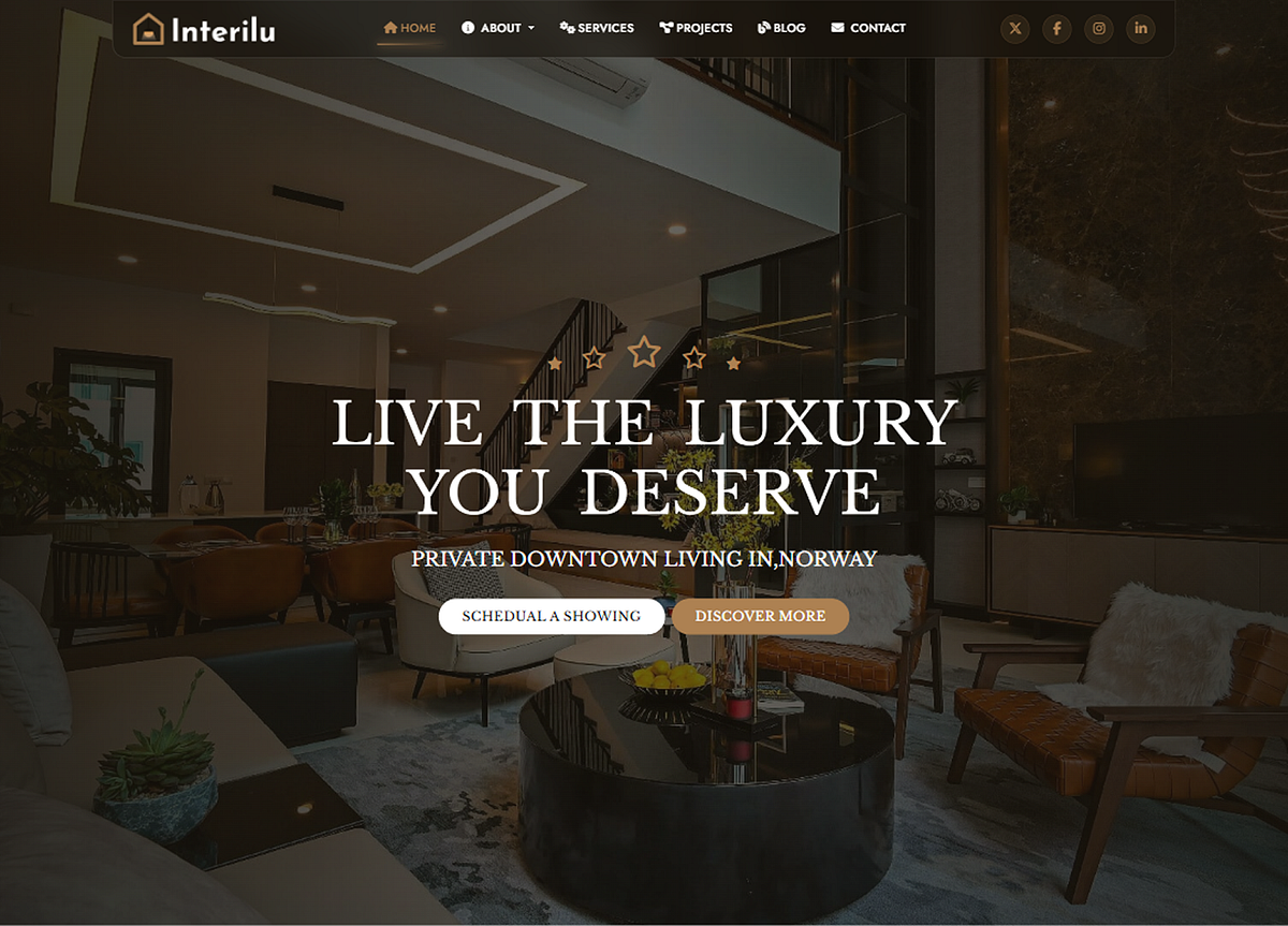 Interilu — Modern Interior Design & Architecture Template Image 0