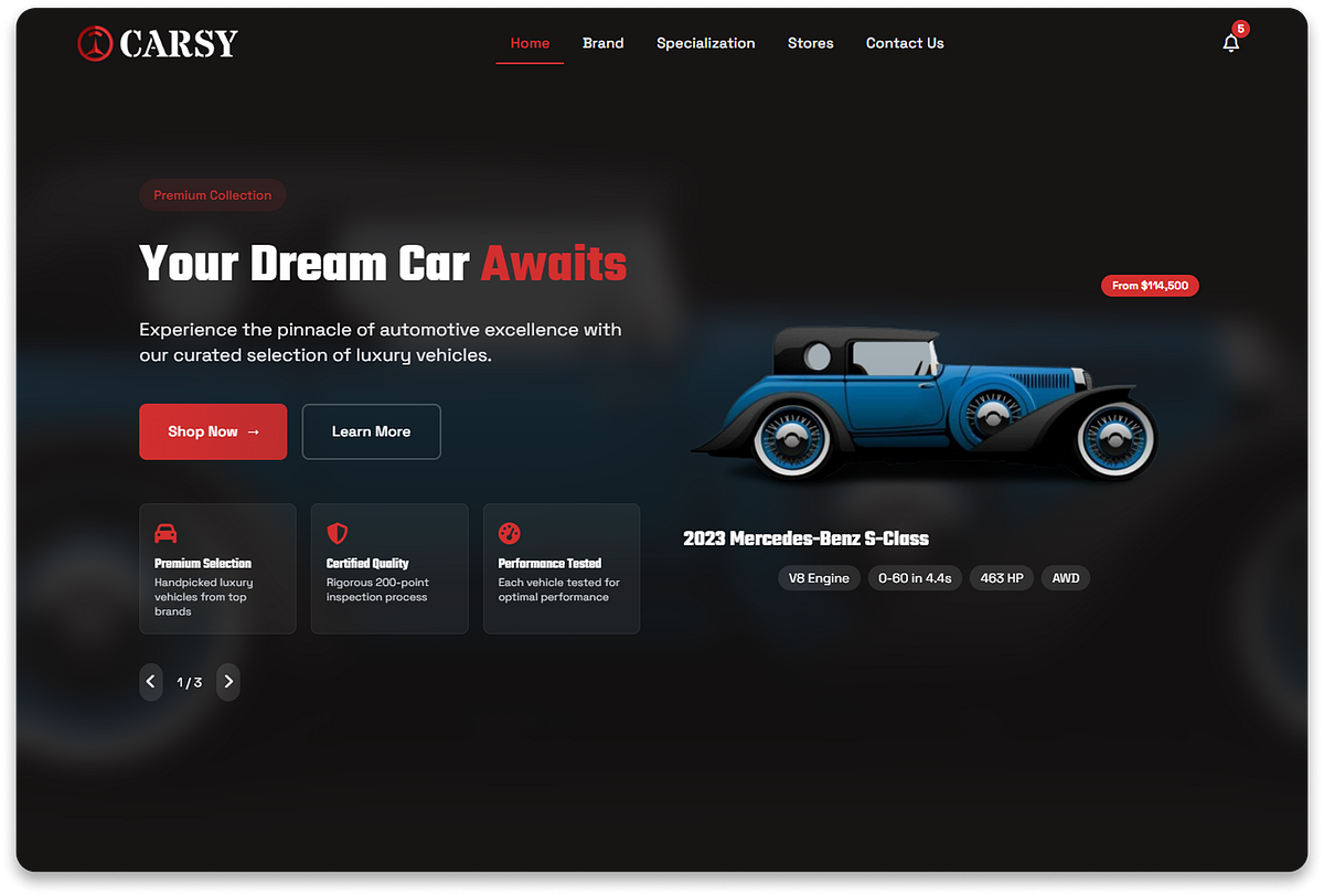 Car Dealer Website UI Design Image 1