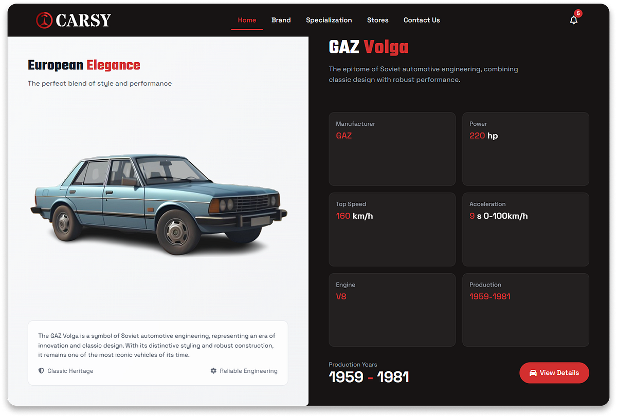 Car Dealer Website UI Design Image 3