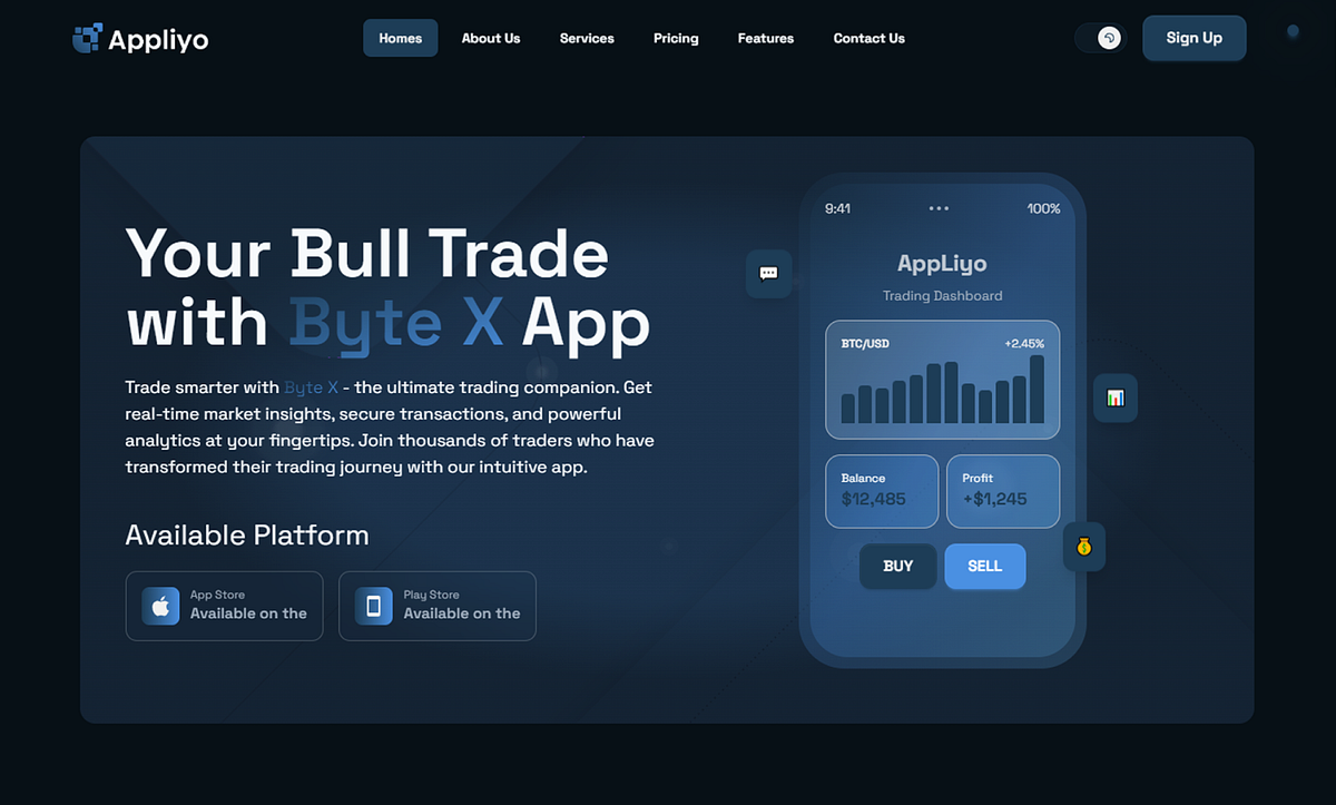 Trading Web App Dashboard UI Design Image 0