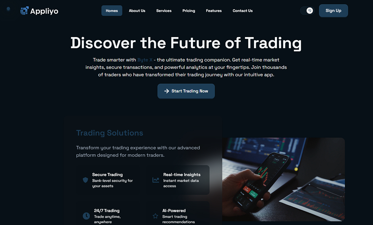 Trading Web App Dashboard UI Design Image 1