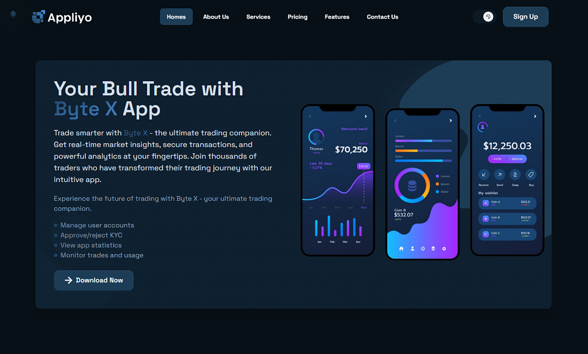 Trading Web App Dashboard UI Design Image 3
