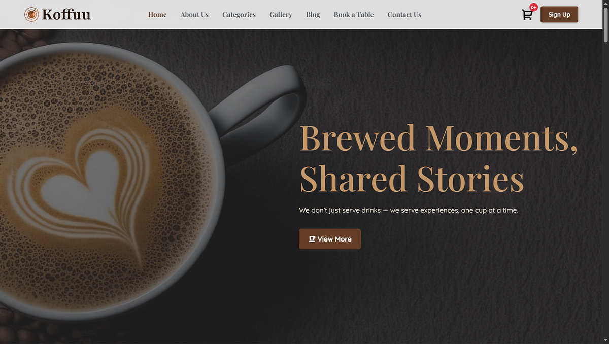 Coffee Shop Landing Page UI Design Image 0