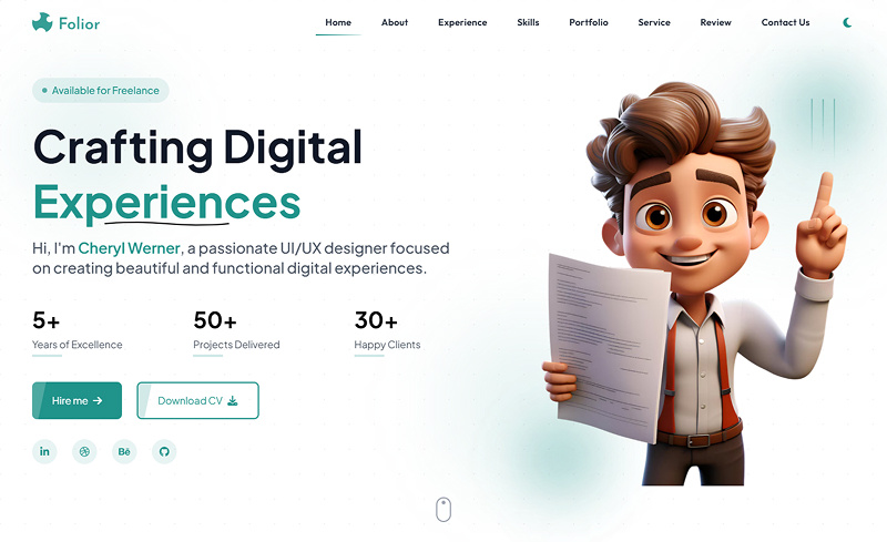 Portfolio Website Landing Page UI Design Image 0