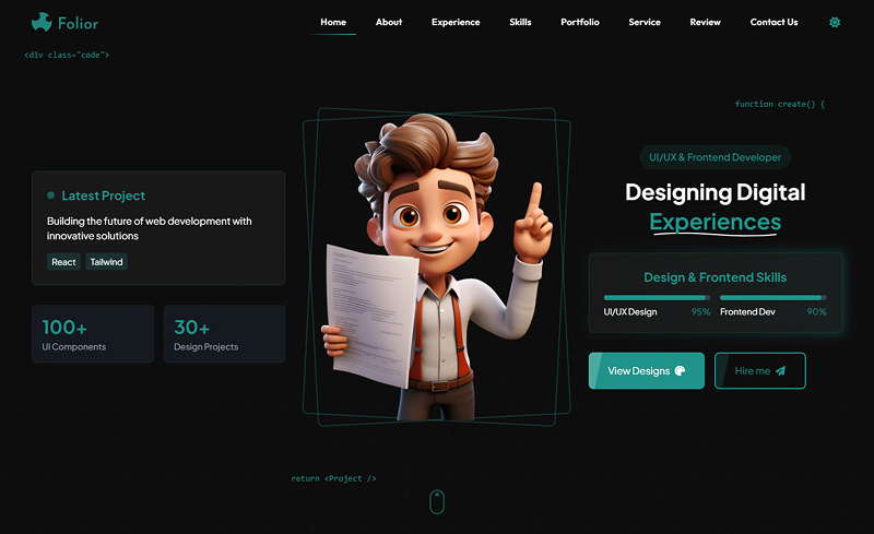 Portfolio Website Landing Page UI Design Image 1