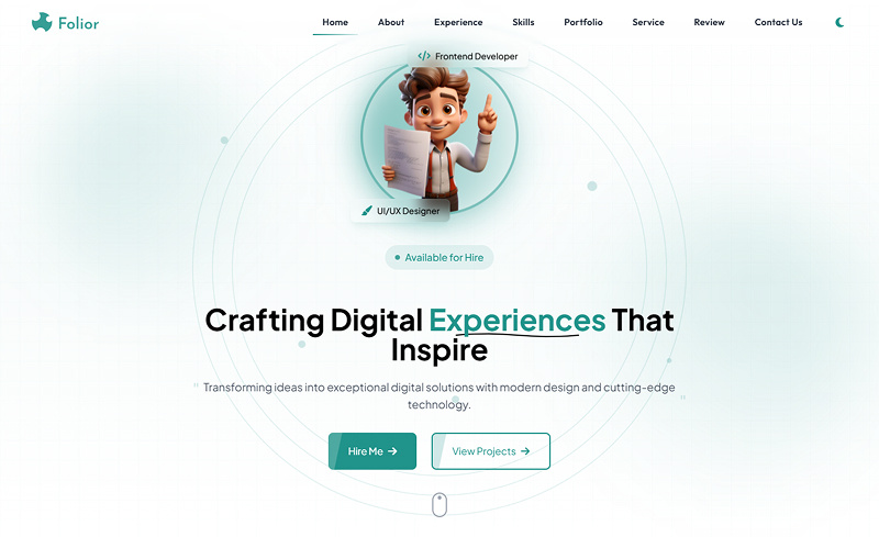 Portfolio Website Landing Page UI Design Image 2