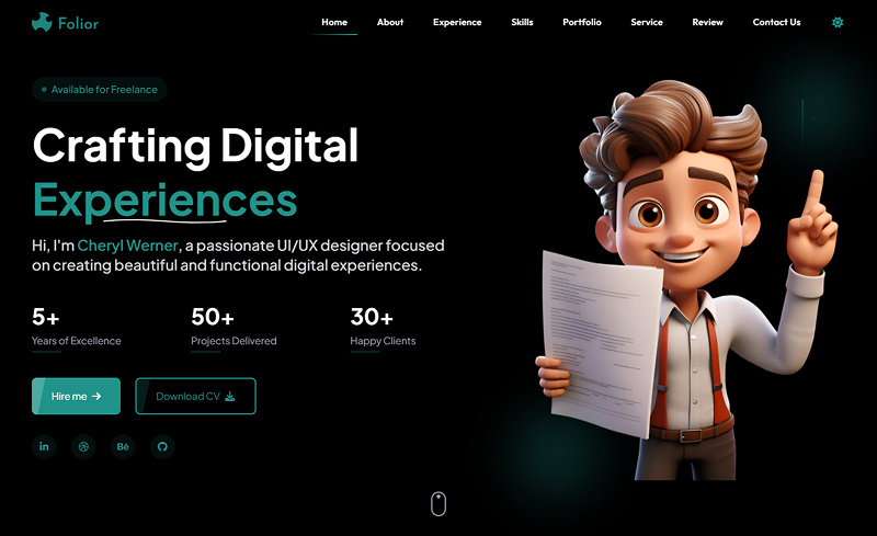 Portfolio Website Landing Page UI Design Image 4