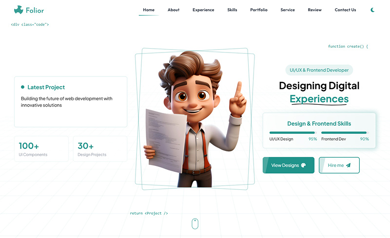 Portfolio Website Landing Page UI Design Image 5