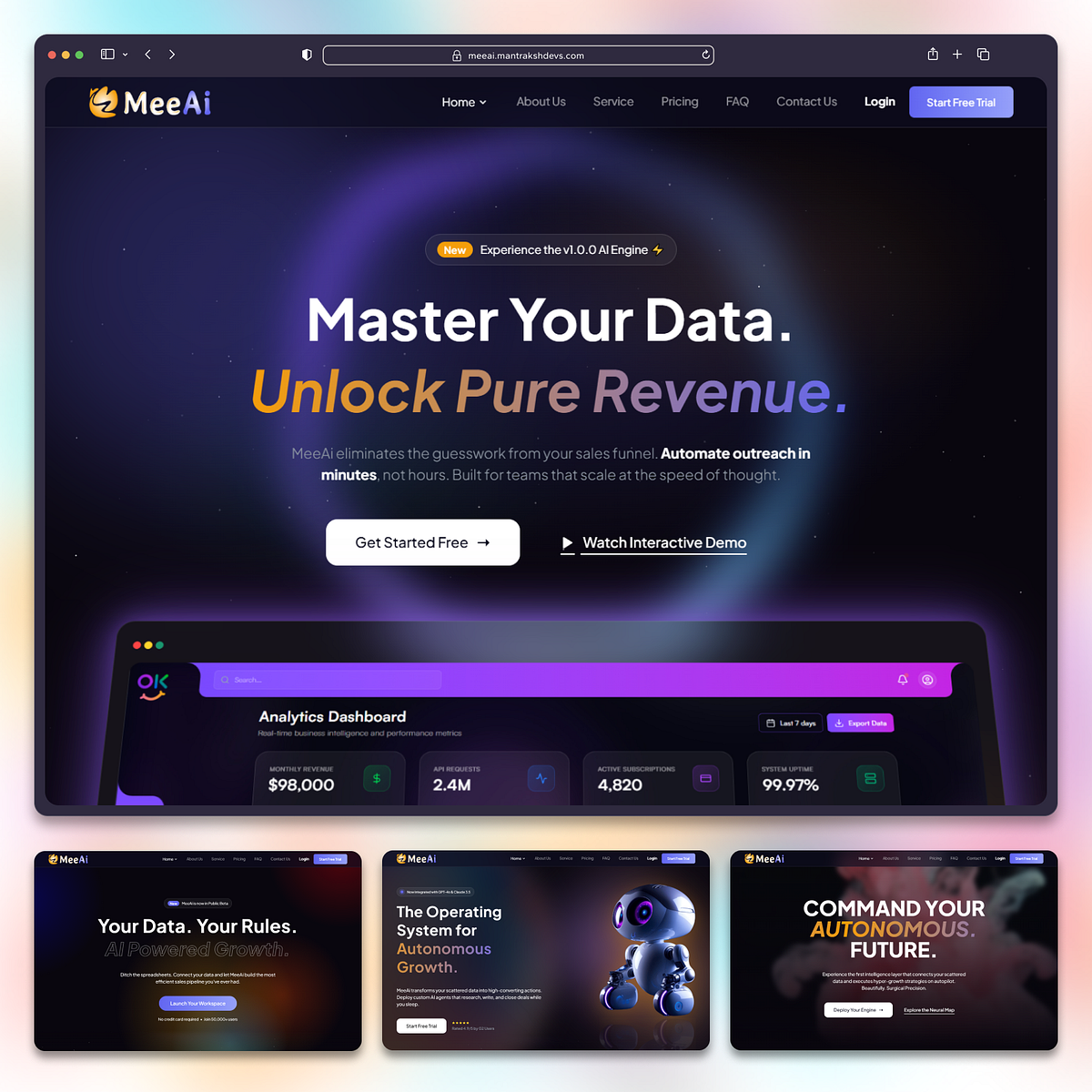 MeeAi - Modern AI SaaS & Tech Landing Page Template 🚀