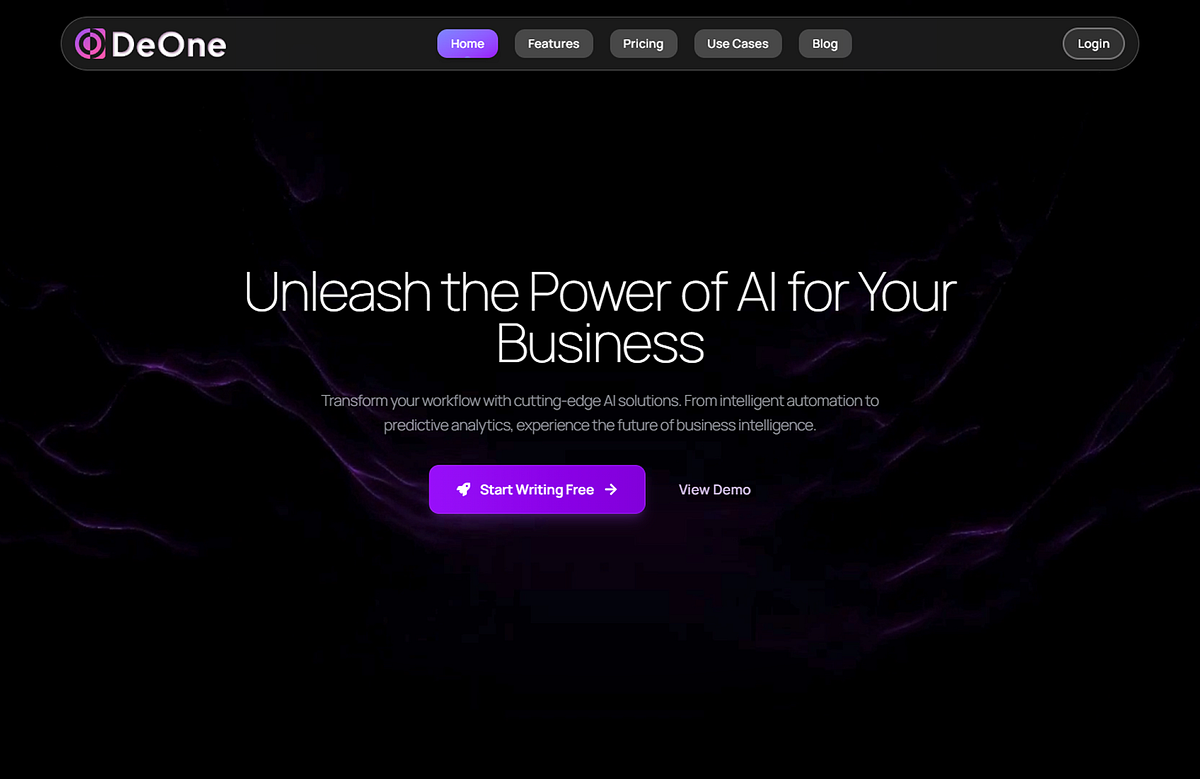 Modern AI Landing Page Experience | DeOne Image 1