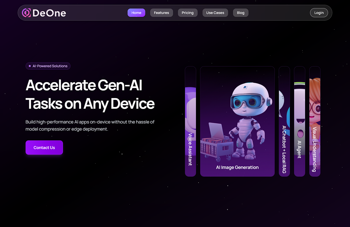 Modern AI Landing Page Experience | DeOne Image 2