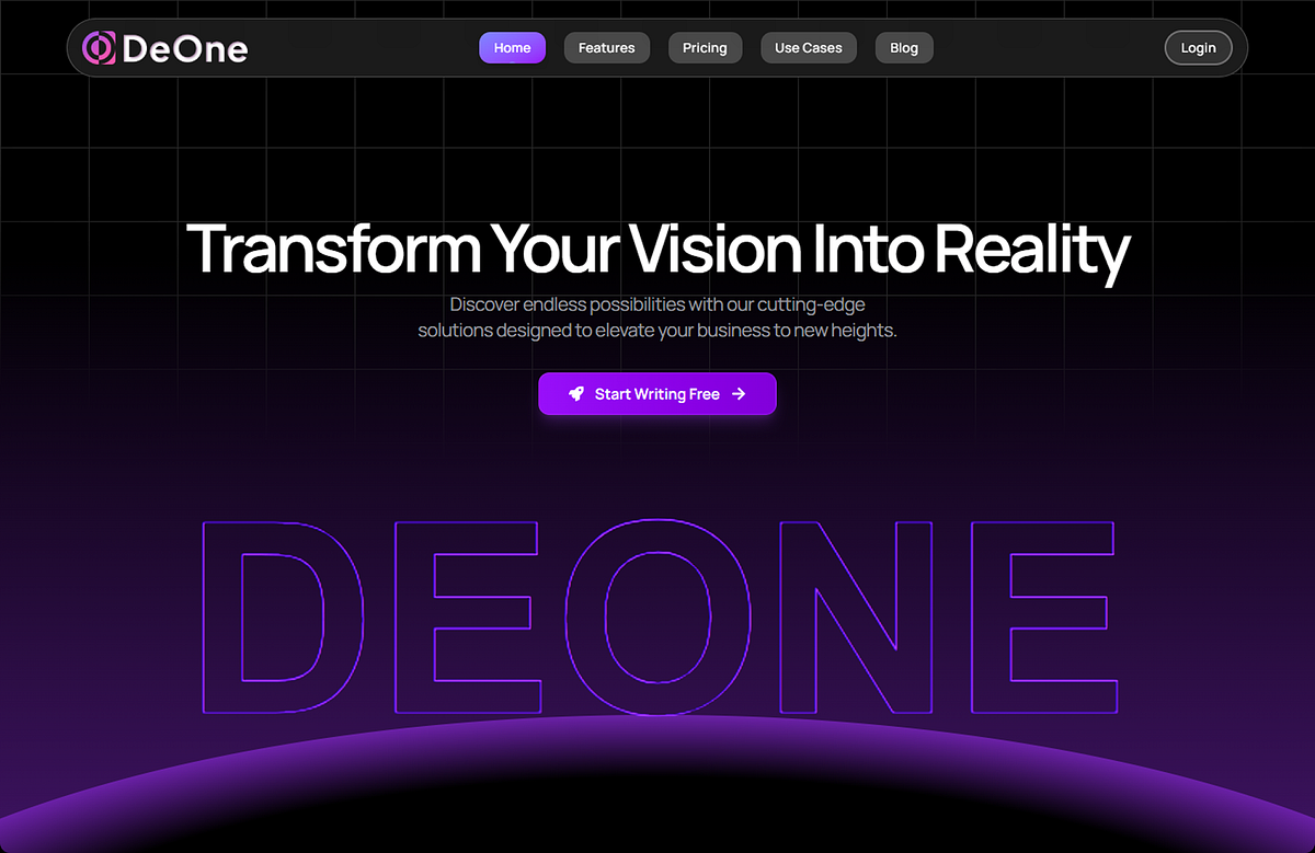 Modern AI Landing Page Experience | DeOne Image 3