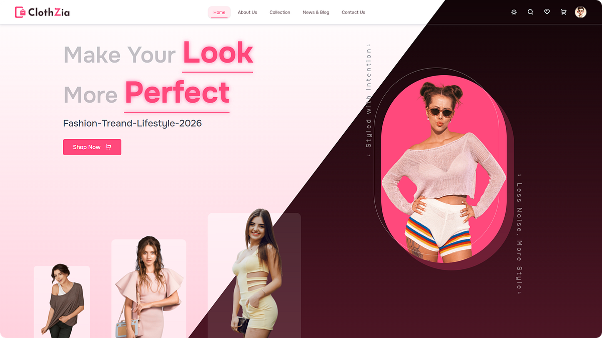 Clothzia β Fashion eCommerce React & Tailwind CSS Template ποΈ Image 1