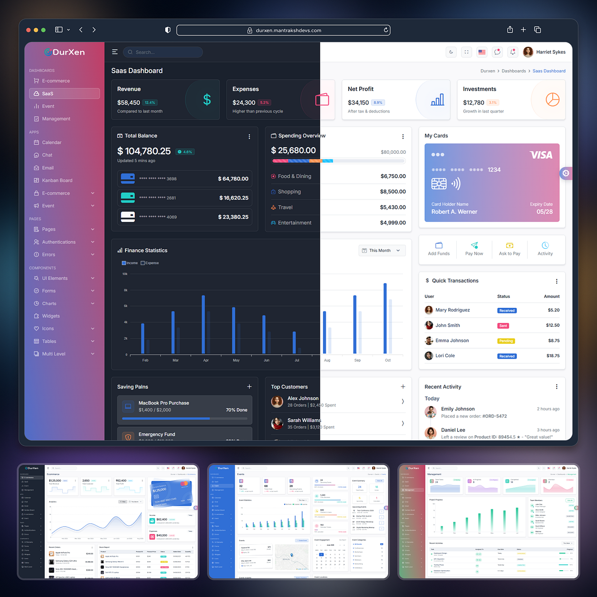 Durxen - Bootstrap 5 HTML Admin Dashboard Template ⚡