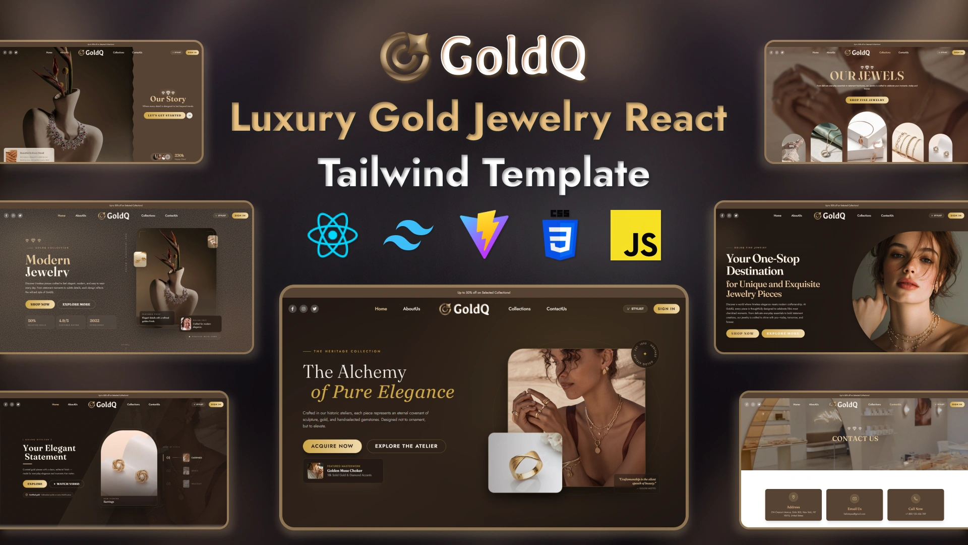 GoldQ β Luxury Jewelry & Diamond E-Commerce React UI Template πβ¨ Image 0
