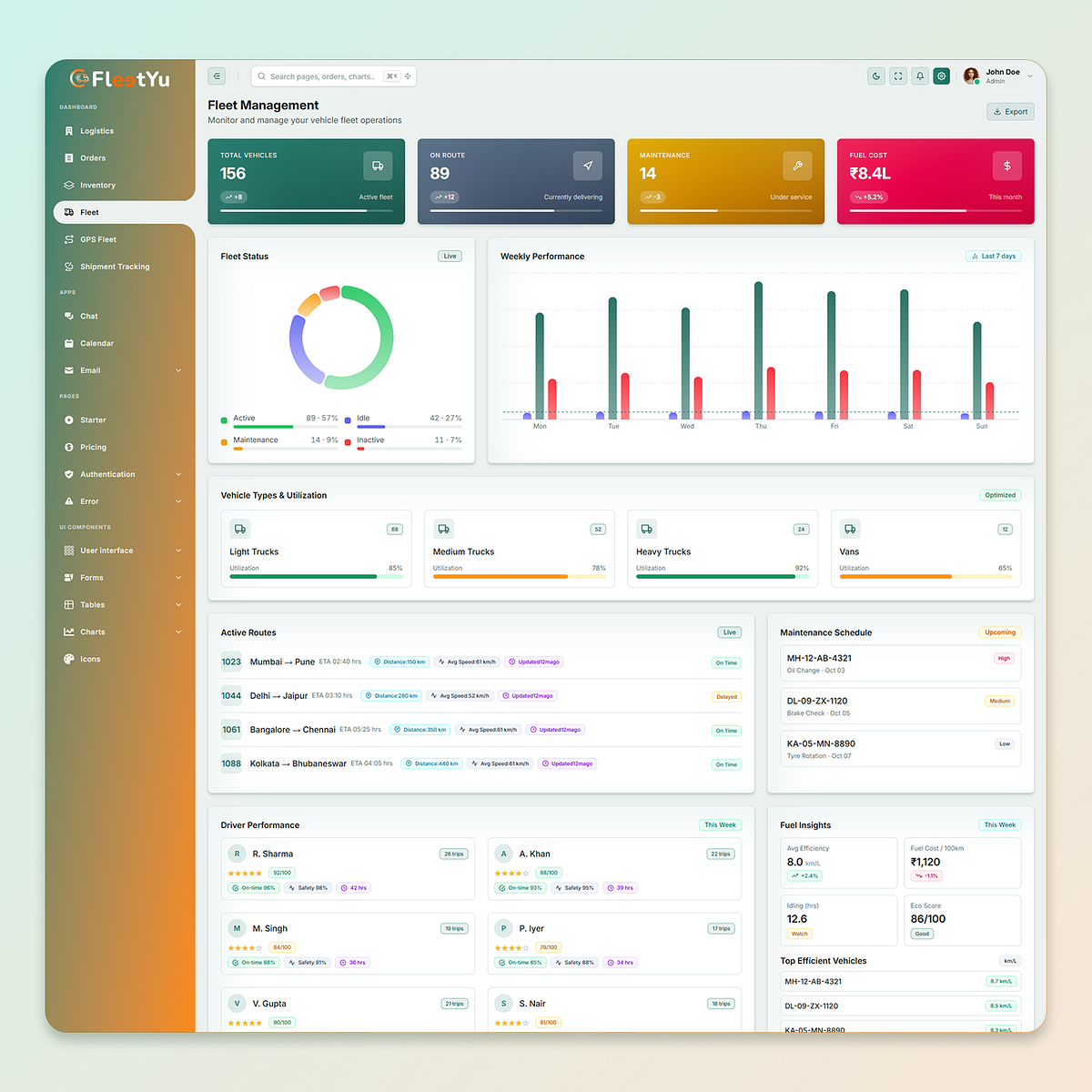 Fleetyu – React Logistics Admin Dashboard Template 🚛📊 Image 0