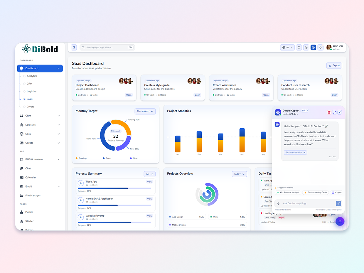 Dibold – React Tailwind CSS SaaS and Admin Dashboard Image 0
