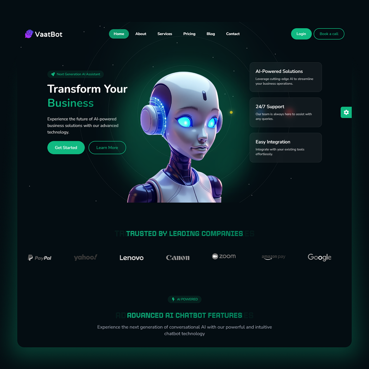 VaatBot – AI Chatbot & Business Landing Page Template 🤖⚡ Image 0