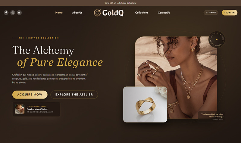 GoldQ — Luxury Jewelry & Diamond E-Commerce Experience Image 2