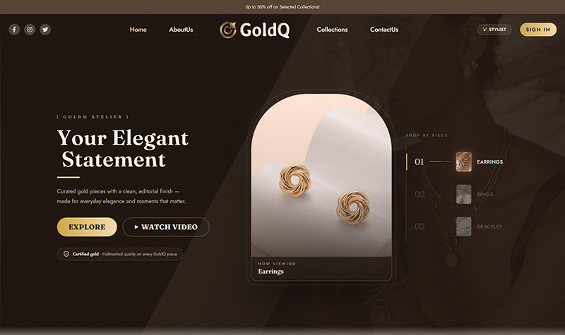 GoldQ — Luxury Jewelry & Diamond E-Commerce Experience Image 5