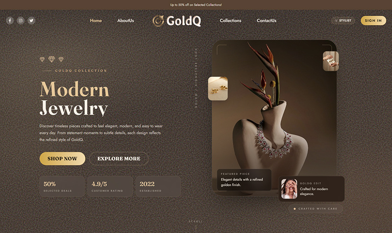 GoldQ — Luxury Jewelry & Diamond E-Commerce Experience Image 9
