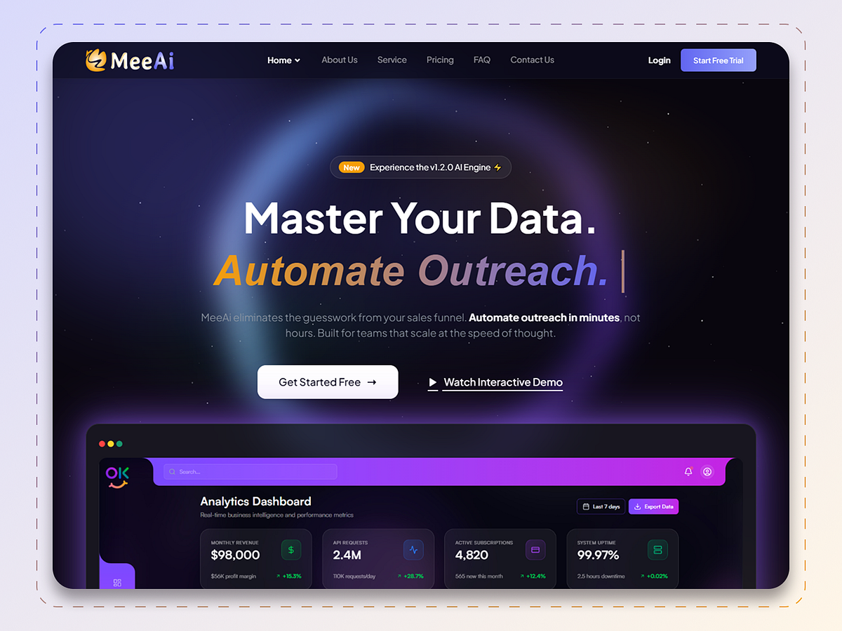 MeeAI β AI SaaS & Tech Startup Landing Page HTML Template π