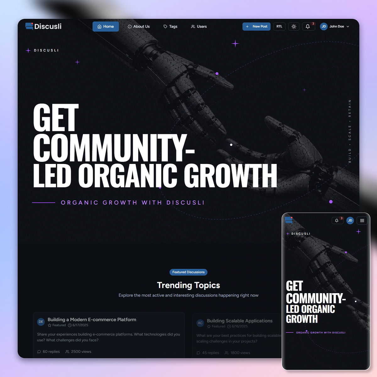 Discusli β Modern Forum & Community Platform Design Image 0