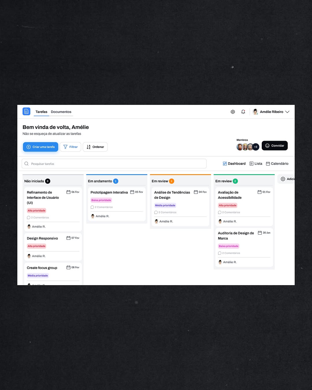 Mais uma telinha que construi há um tempinho atrás. 

O objetivo era criar um dashboard de gerenciamento de tarefas

#ui #ux #uidesign #uxdesign #productdesign #userinterface Image 0