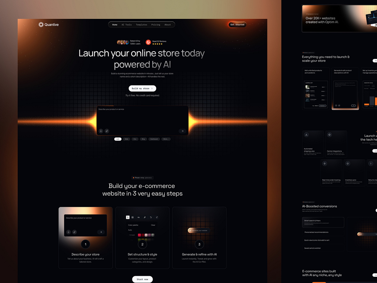 AI E-commerce Website Builder & SaaS Landing Page