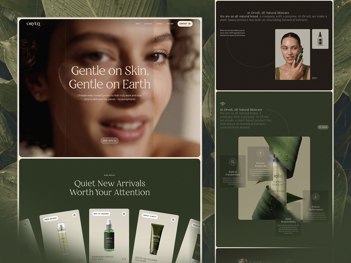 Orvéli Organic Skincare Website Design | Beauty E-commerce UI Image 0